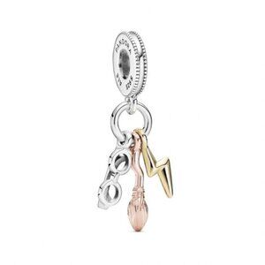 Pandora Harry Potter,Glasses,Nimbus 2000&Lightning Bolt Dangle Charm,Gold-Plated